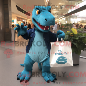 Teal Tyrannosaurus mascot...