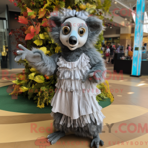 Silberner Lemur Maskottchen...