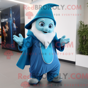 Cyan Wizard mascot costume...