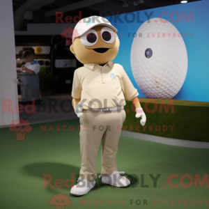 Beige Golf Ball mascot...