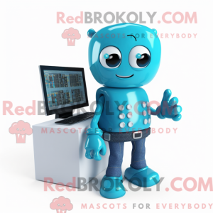 Turquoise Computer mascot...