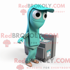 Turquoise Computer mascot...