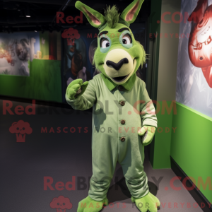 Groene ezel mascottekostuum...