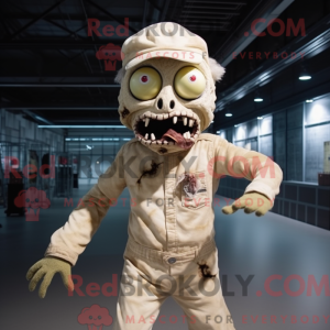 Beige Zombie mascot costume...