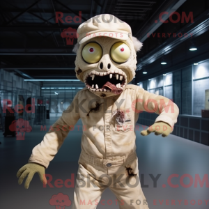 Beige Zombie maskot kostume...