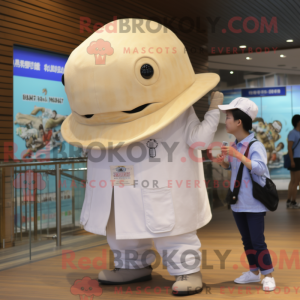 Beige pukkelhval maskot...