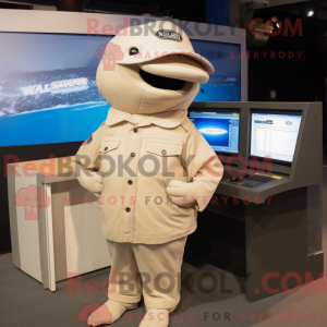 Beige pukkelhval maskot...