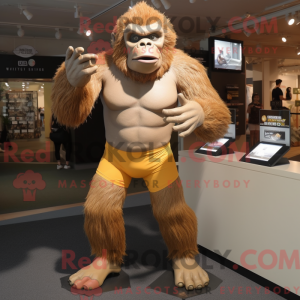 Tan Gorilla mascot costume...