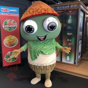 nan Falafel mascot costume character dressed with a Board Shorts and Caps
