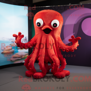 Red Octopus mascot costume...