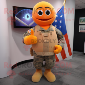 Peach American Soldier mascot costume character dressed with a Playsuit and Belts