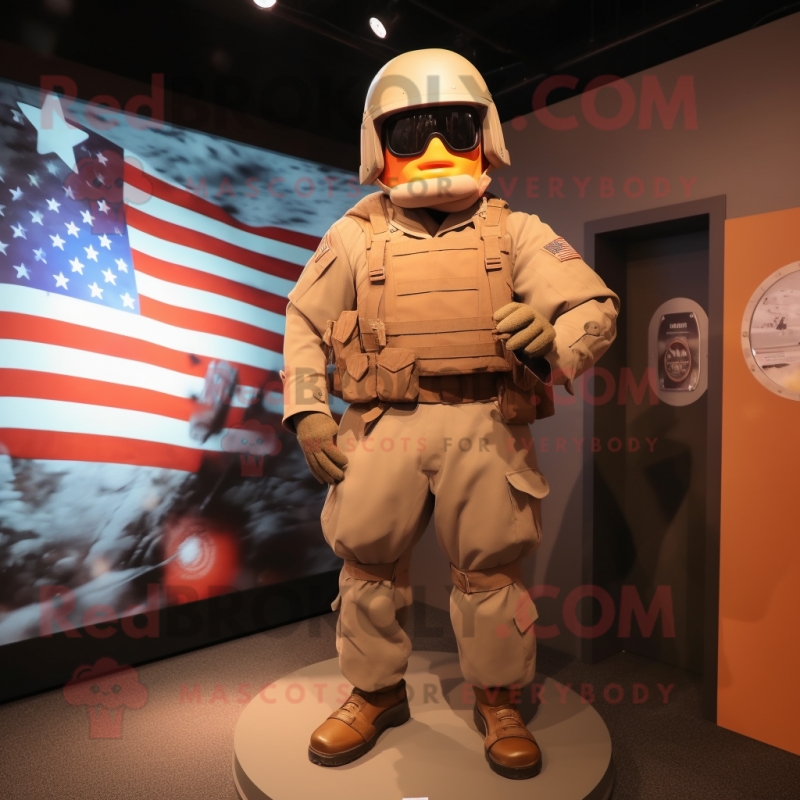 Peach American Soldier mascot costume character dressed with a Playsuit and Belts