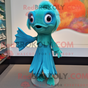 Turquoise Betta Fish mascot...