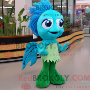 Turquoise Betta Fish mascot...