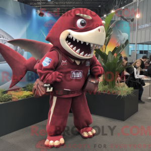 Maroon Megalodon mascot...