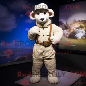 Cream Sheep maskot kostume...