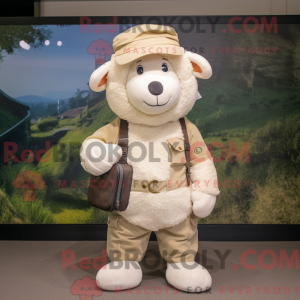 Cream Sheep maskot kostume...