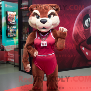 Maroon Puma mascot costume...