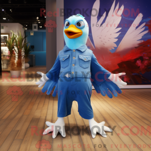 Blue Seagull maskot kostume...