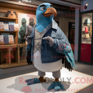 Teal Pigeon mascot costume...