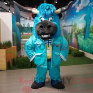 Cyan Bison Maskottchen...