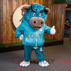 Cyan Bison mascot costume...