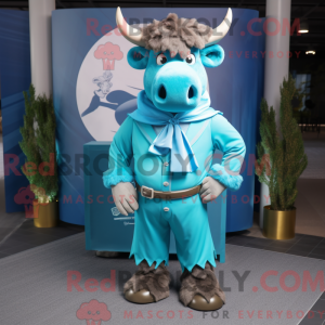 Cyan Bison mascot costume...
