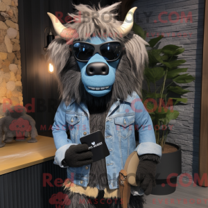 Sort Yak maskot kostume...