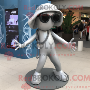 Silver Squid mascot costume...