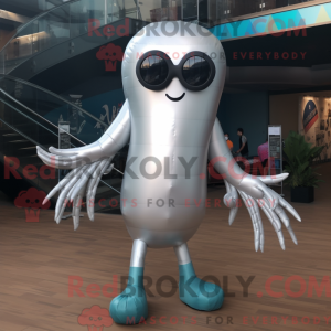 Silver Squid mascot costume...