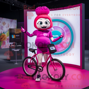 Magenta Unicyclist mascot...