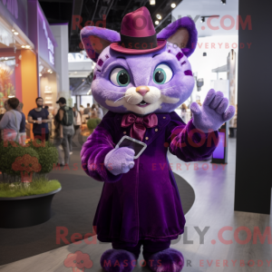 Purple Cat mascot costume...
