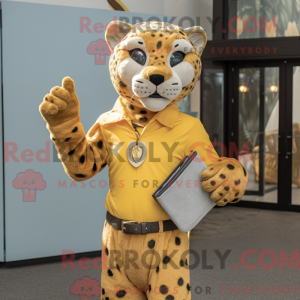 Gold Cheetah maskot kostume...