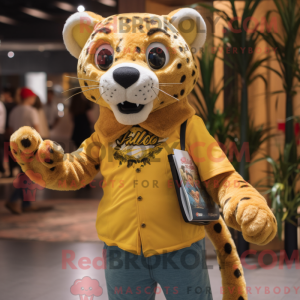 Gold Cheetah maskot kostume...