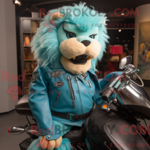 Turquoise Tamer Lion mascot...