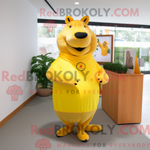 Gul Capybara maskot kostume...