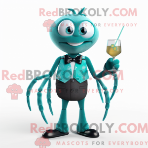 Teal Spider mascot costume...