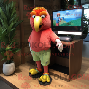 Peach Parrot mascot costume...
