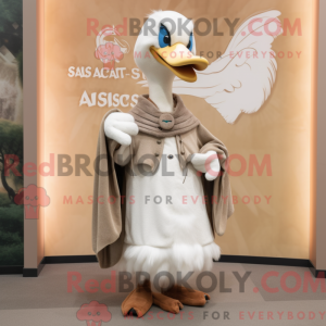 Beige Swans mascot costume...