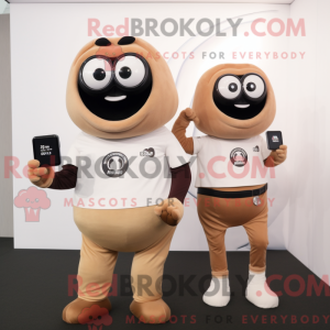 Tan Moussaka mascot costume...