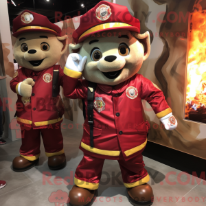 Maroon Fire Fighter maskot...