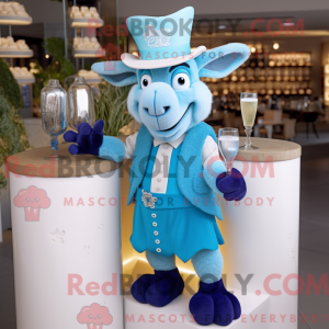 Blue Goat mascot costume...