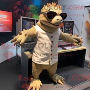 Tan Ankylosaurus mascot...