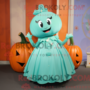 Cyan Pumpkin mascot costume...