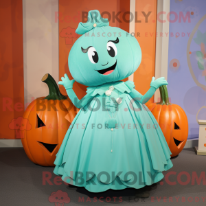 Cyan Pumpkin maskot kostume...