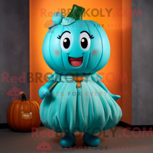 Cyan Pumpkin maskot kostyme...