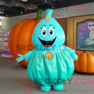 Cyan Pumpkin maskot kostume...