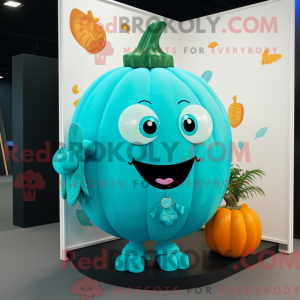 Cyan Pumpkin maskot kostume...