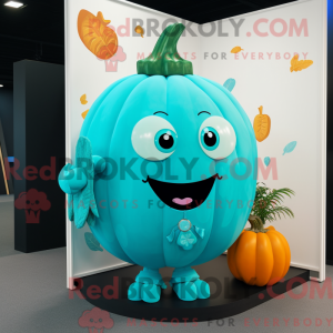 Cyan Pumpkin maskot kostyme...