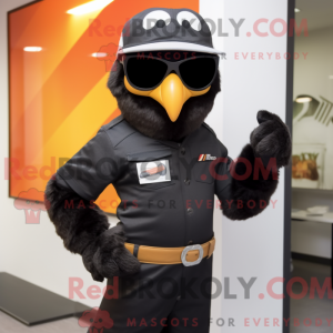 Sort Falcon maskot kostume...
